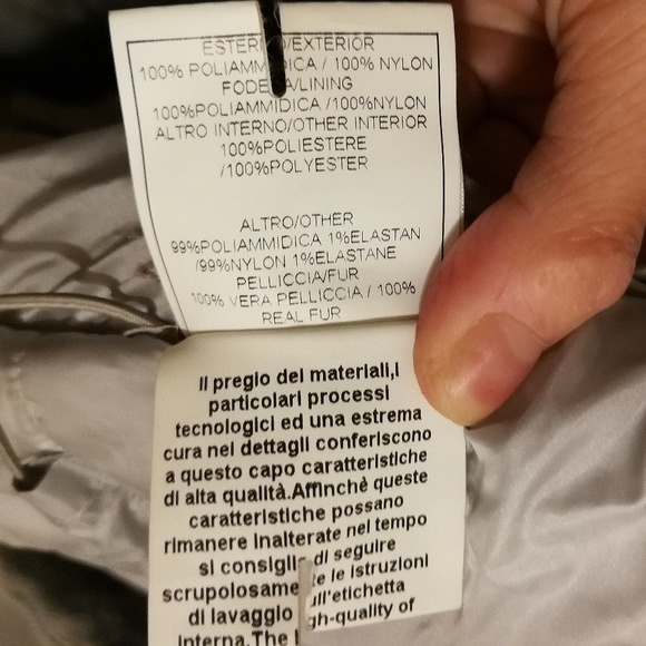 Ermanno Scervino Silver Puffer Coat FurTrimmed Med - Picture 7 of 8